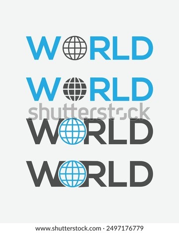 World wordmark logo - World replacing letter O symbol