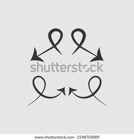  Thin To Thick Arrows  Isolated arrow down icon    