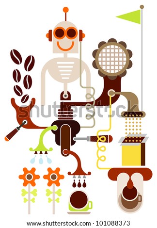 Coffee Machine, Coffee Maker - isolated vector illustration on white.