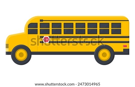 Vector Empty Yellow School Bus Design. Back to School Illustration. Side View.