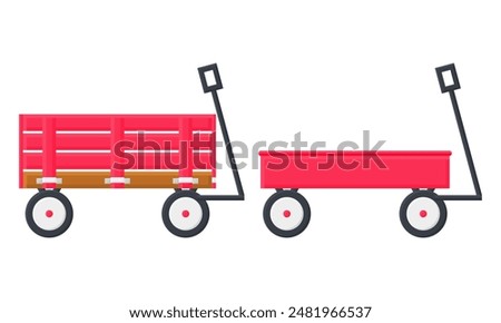 Fun Red Toy Cart Element. Children Toy Cart Design. Transportation Toys.