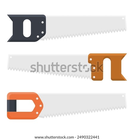 Sharp Saw Illustration. Wood Saw Design. Vector Carpenter Tools. Handsaw.