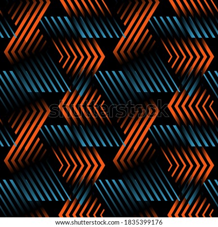 Abstract geometric seamless pattern with vertical fading lines, tracks, halftone stripes. Extreme sport style illustration. Trendy Urban colorful backdrop. Grunge, neon texture pattern.