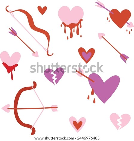 valentine illustration set collection of love cupid bow arrow doodle graphic lover romantic romance set of doodles passion 