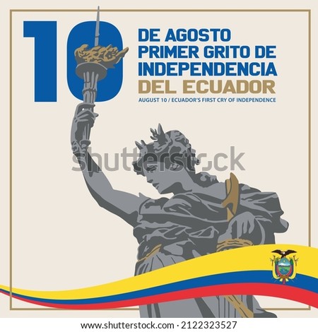 VECTORS. Ecuador Independence Day, monument, August 10, Quito, Coat of Arms, flag, patriotic