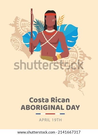 VECTORS. Costa Rican Aboriginal Day also known as National Costa Rican Indigenous Day, holiday, april 19, Pre-Columbian art