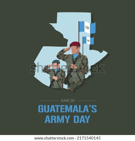 VECTORS. Editable banner for Guatemala's Army Day, June 30, civic holiday, map, flag, patriotic