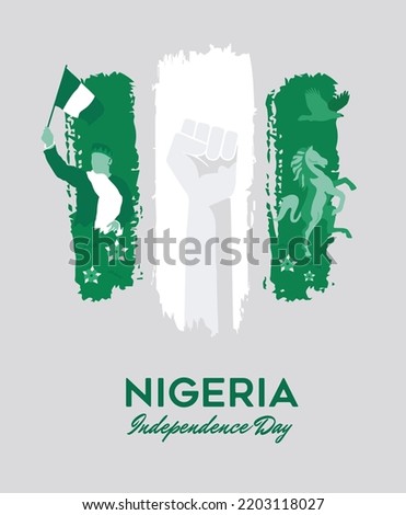 VECTORS. Creative banner for Nigeria Independence Day and patriotic celebrations, October 1, editable, national symbols, flag