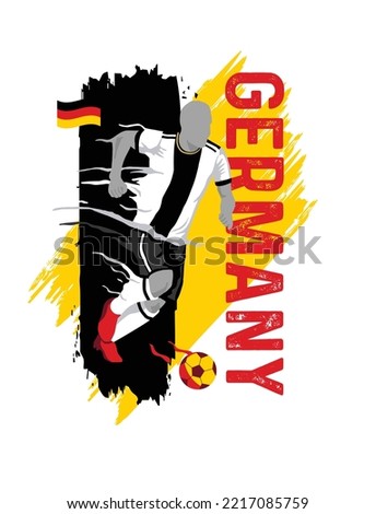 VECTORS. Editable poster for the Germany football team, soccer player, uniform, flag