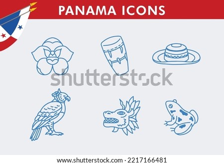 VECTORS. Panama symbols and icons for patriotic holidays, cultural events and Independence Day
