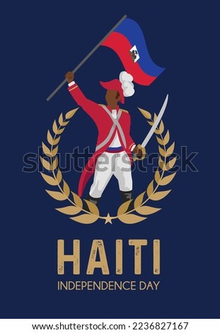 VECTORS. Editable banner for Haiti Independence day, Revolution day and patriotic events, formal, gold details