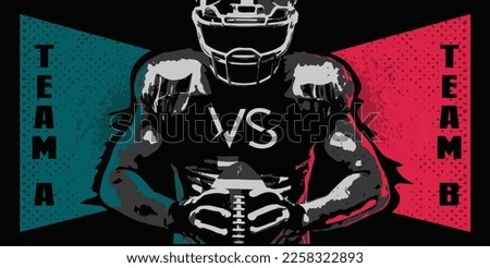 VECTORS. Large banner for an American Football Game. Invitation, flyer, ad, watch party, Super Bowl, sports bar, red, midnight green, landscape mode, finals, scoreboard