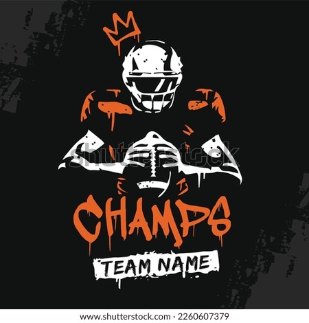 VECTORS. American football champions, editable poster, winners, super bowl, graffiti, artwork, crown