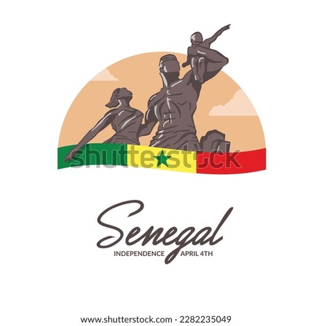 VECTORS. Editable banner for Senegal Independence Day or National Day. April, monument, flag, flat colors