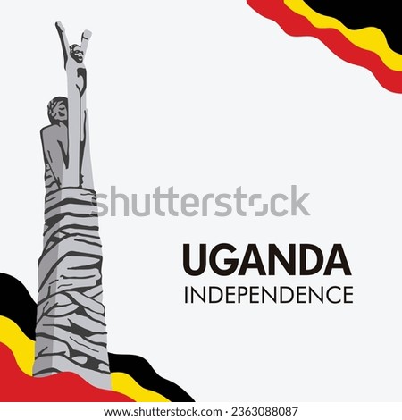 VECTORS. Editable banner for Uganda Independence day and patriotic events. Independence monument, white background