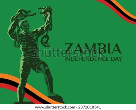 VECTORS. Editable banner for Zambia Independence Day (October 24), Heroes Day and patriotic events. Freedom Statue, monument