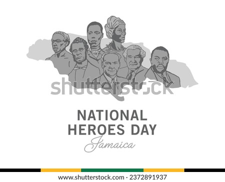 VECTORS. Editable banner for the National Heroes Day in Jamaica, October.