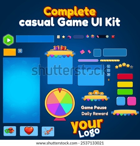 Colorful Casual Game UI Elements for Mobile