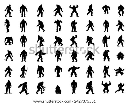 Bigfoot silhouette vector art white background