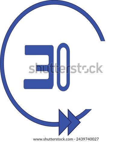 Forward 30 icon vector illustration flat style isolated on white background.