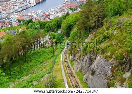 Similar – Image, Stock Photo View of the funicular cableway in the viewpoint of Sugar Loaf.