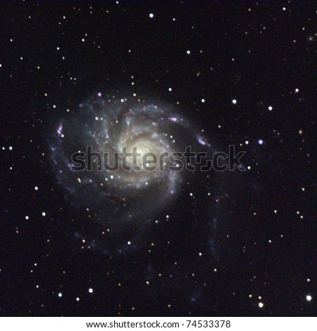 M101, The Pinwheel Galaxy, 25 million light years away in Ursa Major. It is rougly twice the size of our Milky Way galaxy, 170,000 light years across