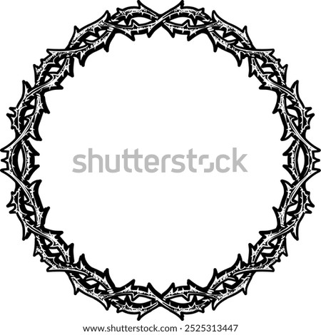 A compact and intricate vector illustration of a thorny ring, resembling a smaller, denser version of the crown of thorns. Ideal for logos, emblems, or t-shirt designs