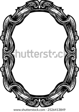 A detailed vector illustration of a classic oval vertical frame, featuring elegant hand-drawn details. Perfect for logos, emblems, or t-shirt designs, it adds a touch of vintage style and sophisticati