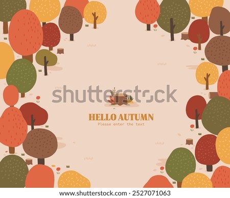 Autumn forest background. Vector illustration in flat style with place for your text.