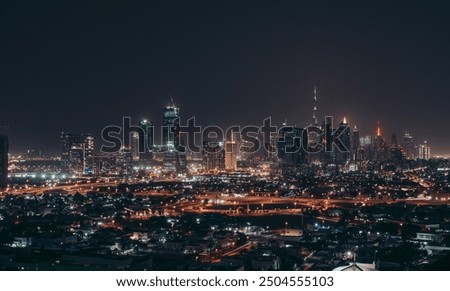 Image, Stock Photo Skyline at night Night