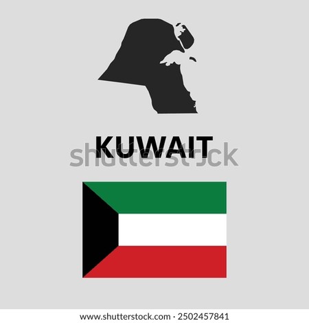 Kuwait map and flag illustration