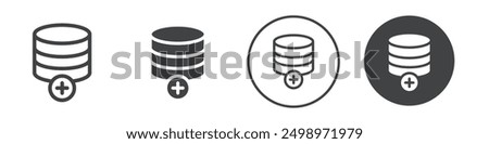 Add database icon Thin line vector illustration set