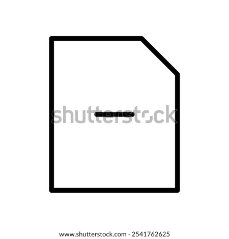 Remove document icon Outline set in black and white color