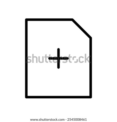 Add document icon Outline set in black and white color