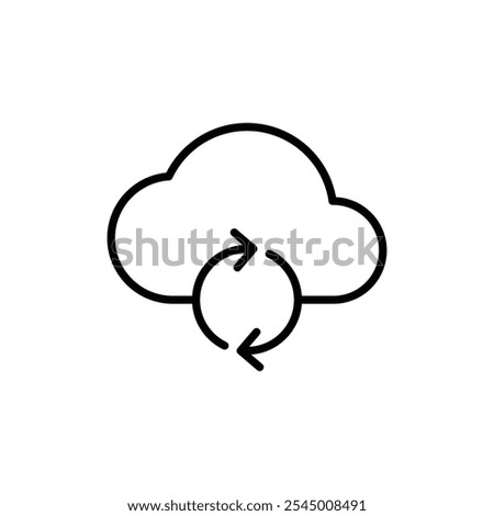 Cloud sync icon Outline set in black and white color