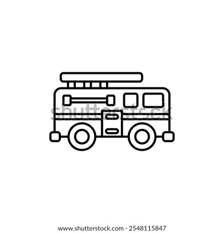 Fire truck icon Outline set in black and white color