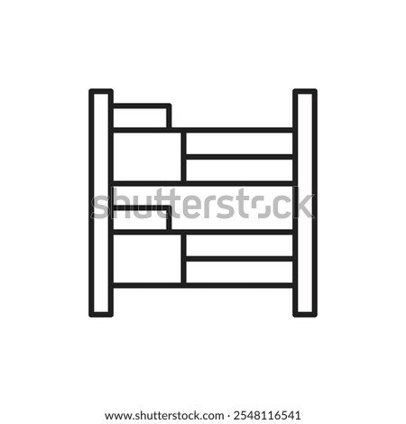 Bunk bed icon Outline set in black and white color