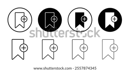 Bookmark add icon Thin line vector illustration set