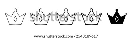 crown icon Simple thin line logo set