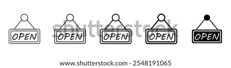 open icon Simple thin line logo set