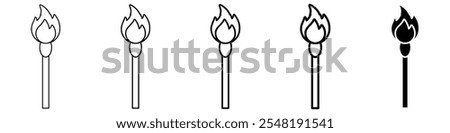 match stick icon Simple thin line logo set