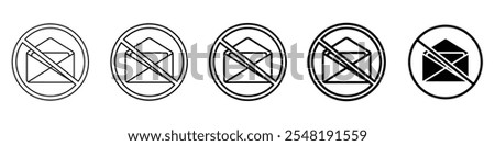 no mail icon Simple thin line logo set