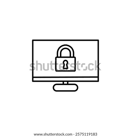 monitor lock icon Simple outline illustration