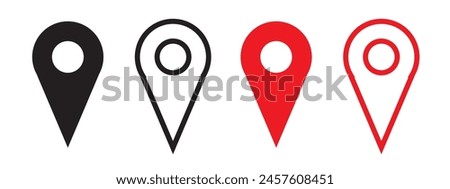 location pin on map icon. destination navigation locator pointer symbol. shop address finder mark vector