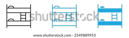 Bunk bed icon Outline vector line set