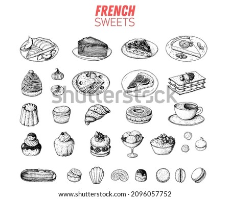 Similar – Image, Stock Photo Cake with creme and spoon on kitchen table with figs in sieve, rolling pin and baking equipment at window background. Baking preparation at home with fresh ingredients. Front view.