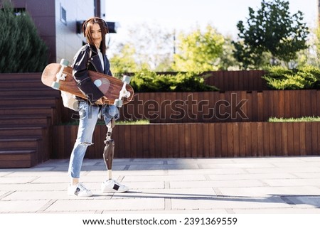 Similar – Image, Stock Photo Disabled young woman in kitchen with cat on her lap