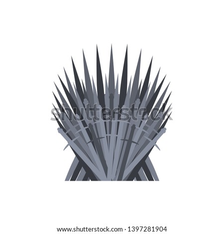 Vector illustration of fantasy medieval pile of swords. Decoration for castle furniture throne, wall decor. Design for banner, poster, games, card.