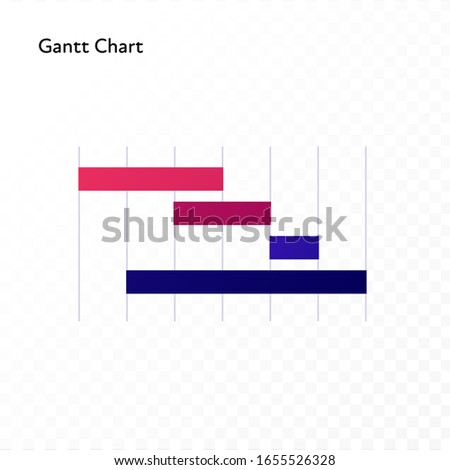 Infographic design element collection. Vector flat color illustration. Gantt chart isolated on white to transparent background. Design for ui, scientific poster, marketing, presentation.