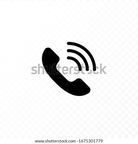 Communication concept. Vector flat outline icon illustration. Black and white isolated on transparent background. Phone call handset sign. Design element for web, ui, button, website, logo.
